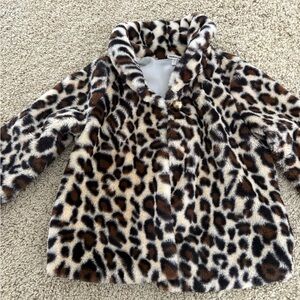 Monteau Kids Animal Print Faux Fur Coat
